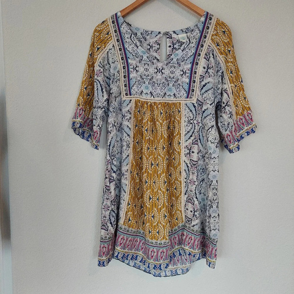 Sundance Yellow and Blue Patterned Mini Dress - Picture 2 of 8